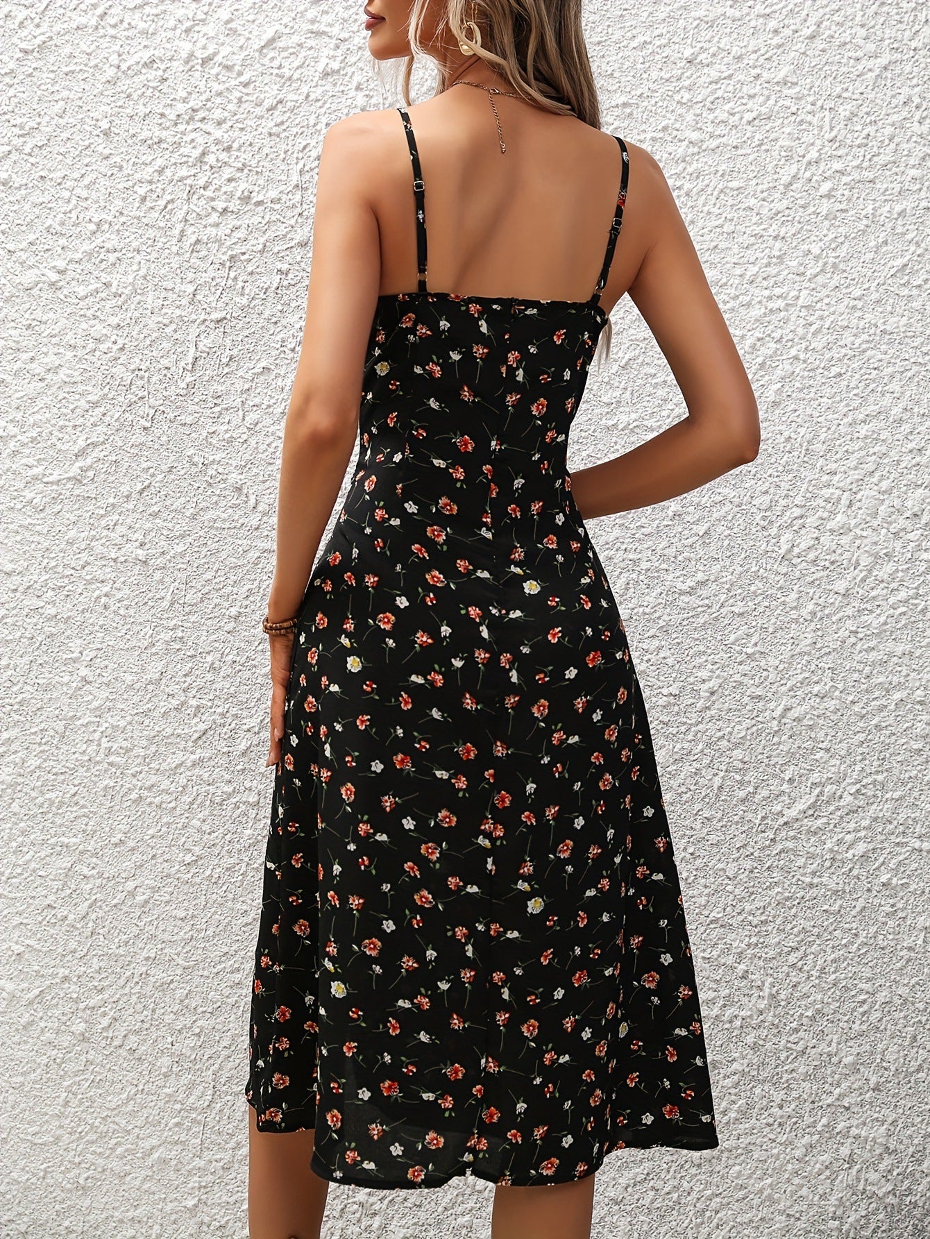 Robe Longue à Pois Femme – Fente Élégante