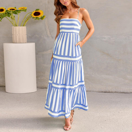 Robe Longue Rayée – Élégance d’Été & Confort Sans Compromis