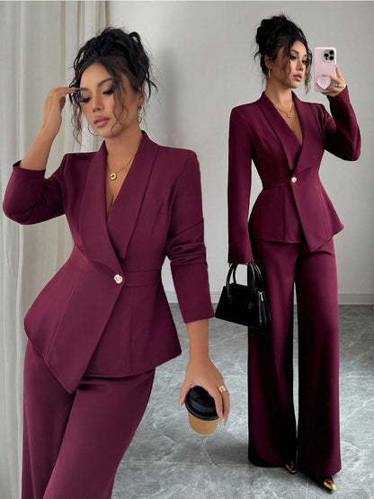 Ensemble Blazer Femme & Pantalon Droit Élégant – VISTORRA