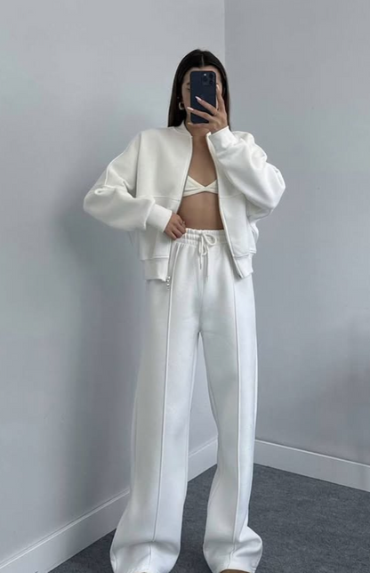 Ensemble décontracté Femme – Veste Zippée & Pantalon Large